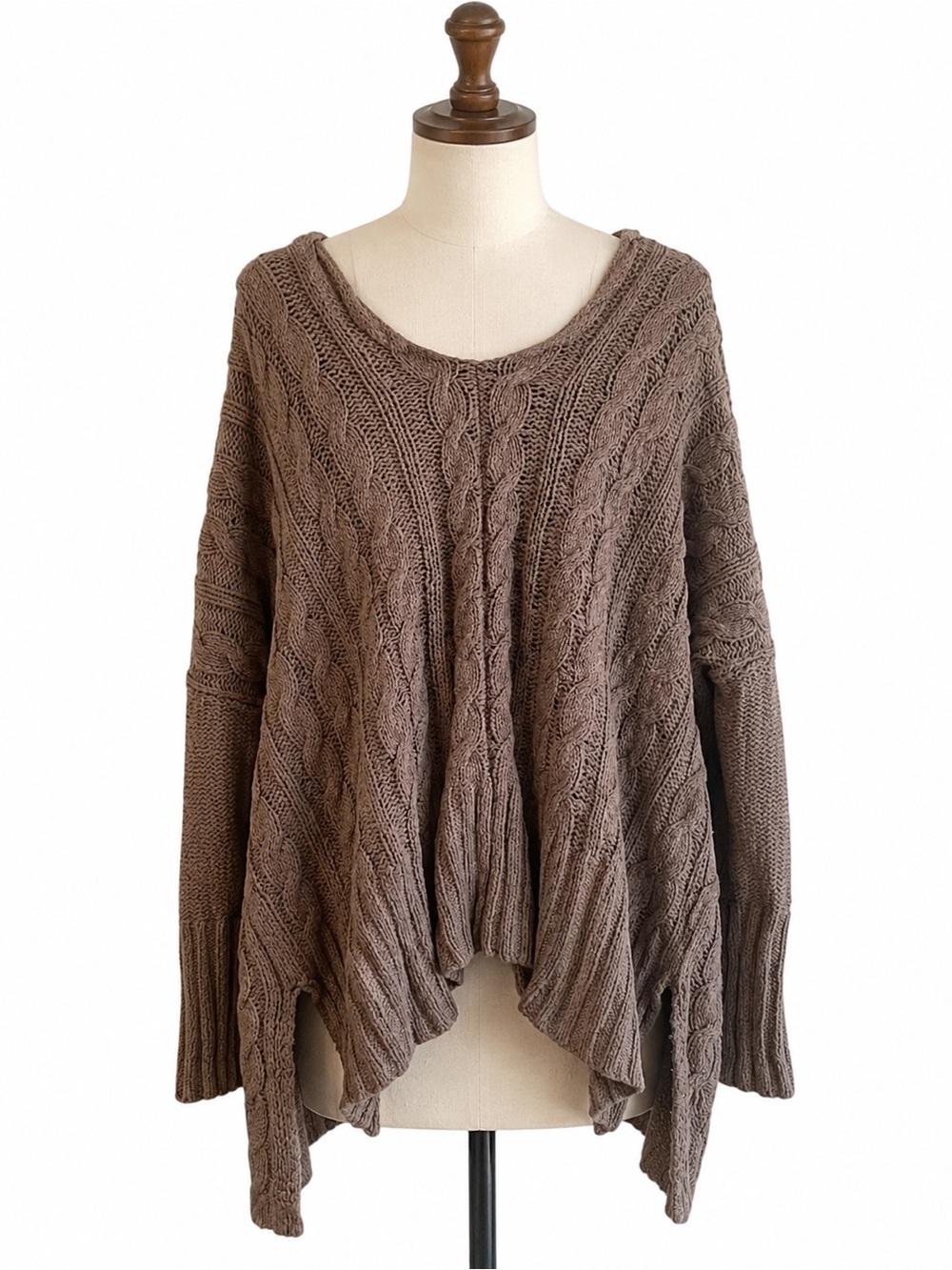 Free People Easy Cable V-Neck Sweater